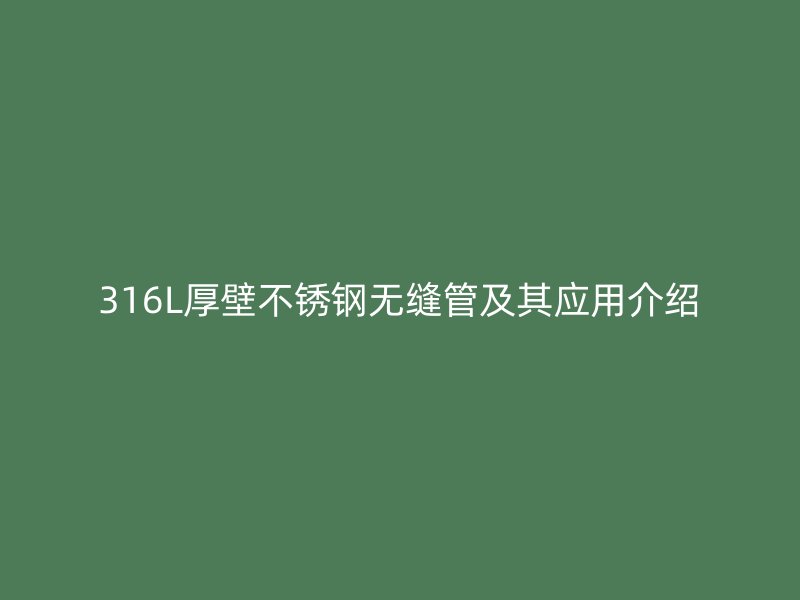 316L厚壁不锈钢无缝管及其应用介绍