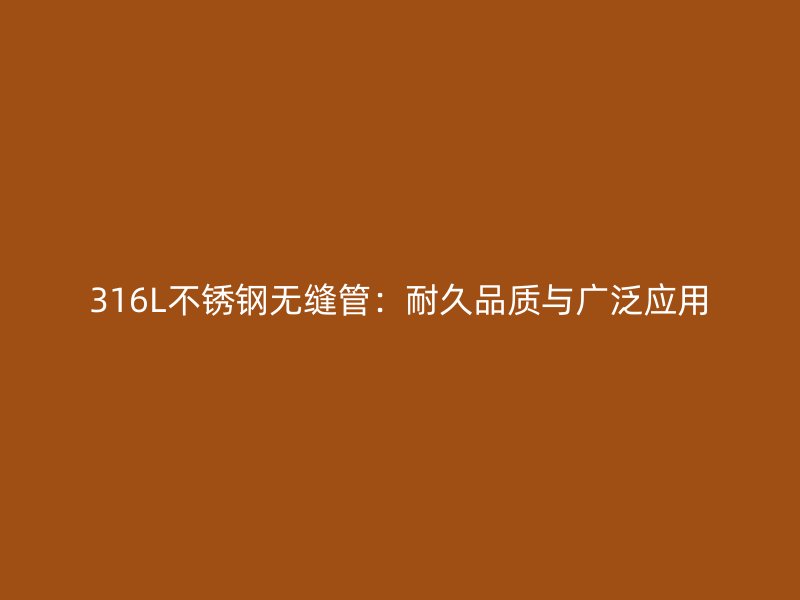 316L不锈钢无缝管：耐久品质与广泛应用