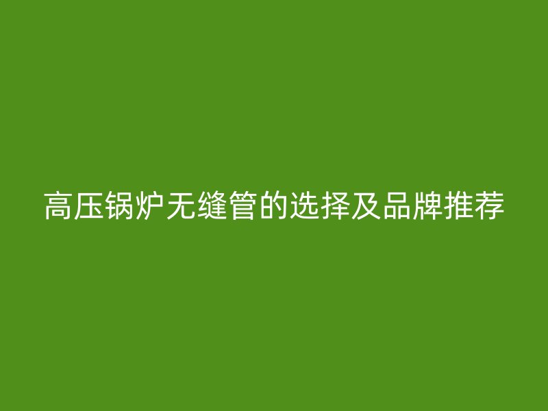 高压锅炉无缝管的选择及品牌推荐
