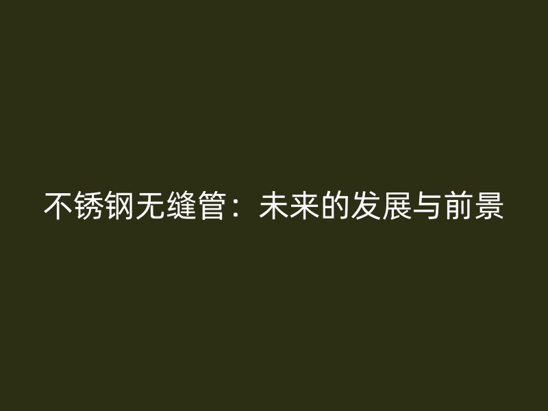 不锈钢无缝管：未来的发展与前景