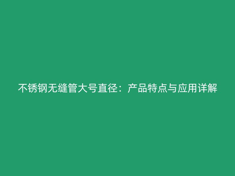 不锈钢无缝管大号直径：产品特点与应用详解