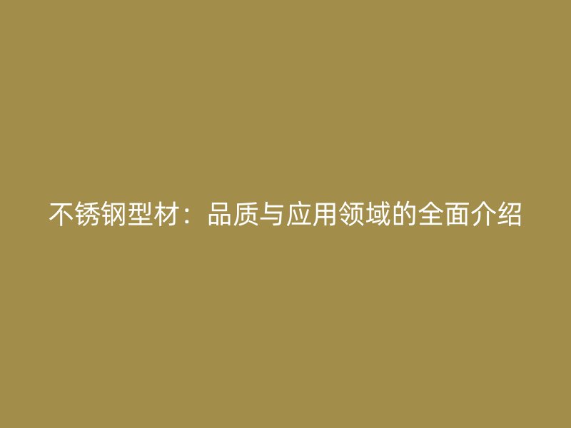 不锈钢型材：品质与应用领域的全面介绍