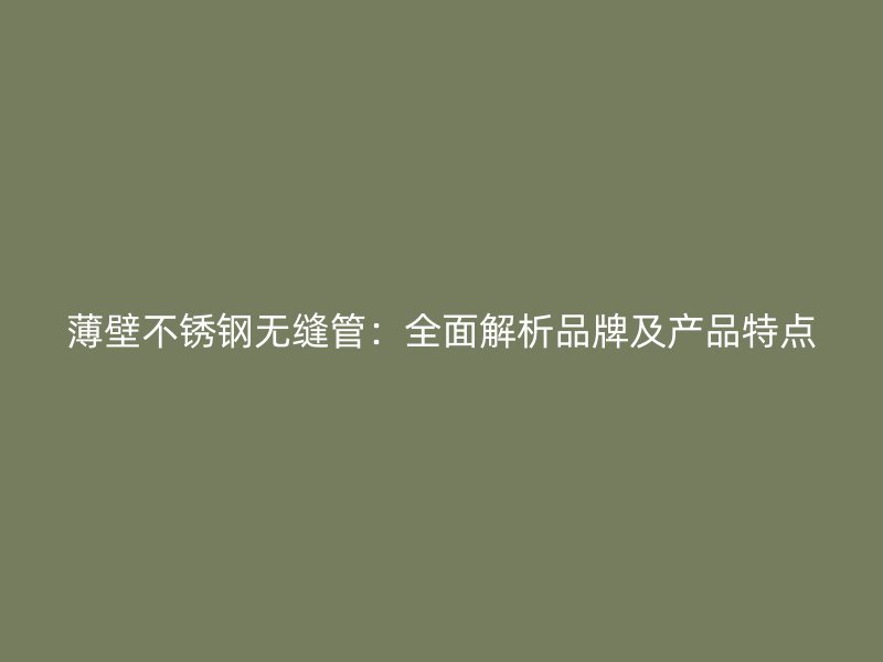 薄壁不锈钢无缝管：全面解析品牌及产品特点