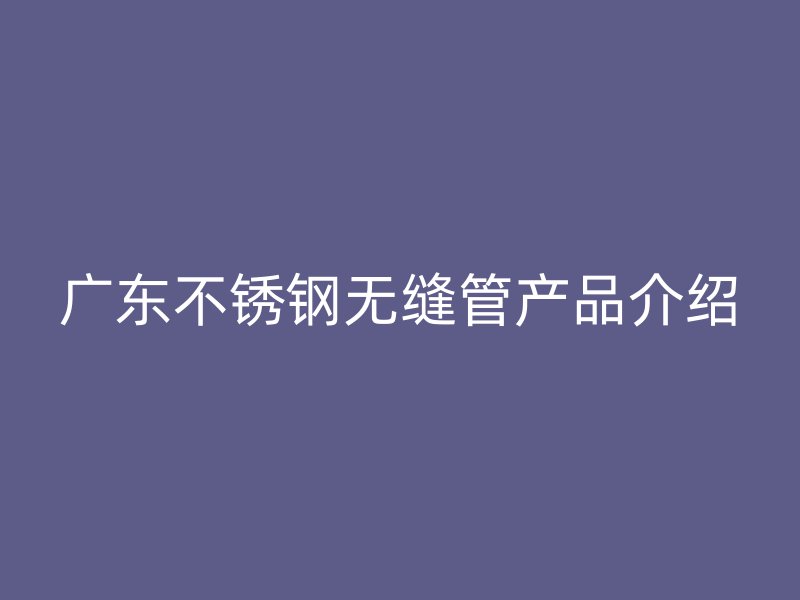 广东不锈钢无缝管产品介绍