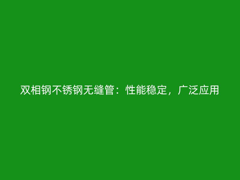 双相钢不锈钢无缝管：性能稳定，广泛应用