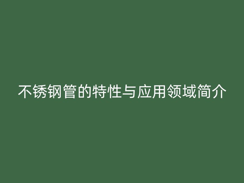 不锈钢管的特性与应用领域简介
