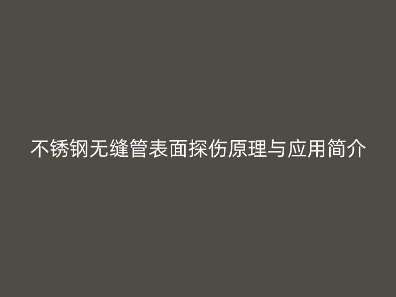 不锈钢无缝管表面探伤原理与应用简介