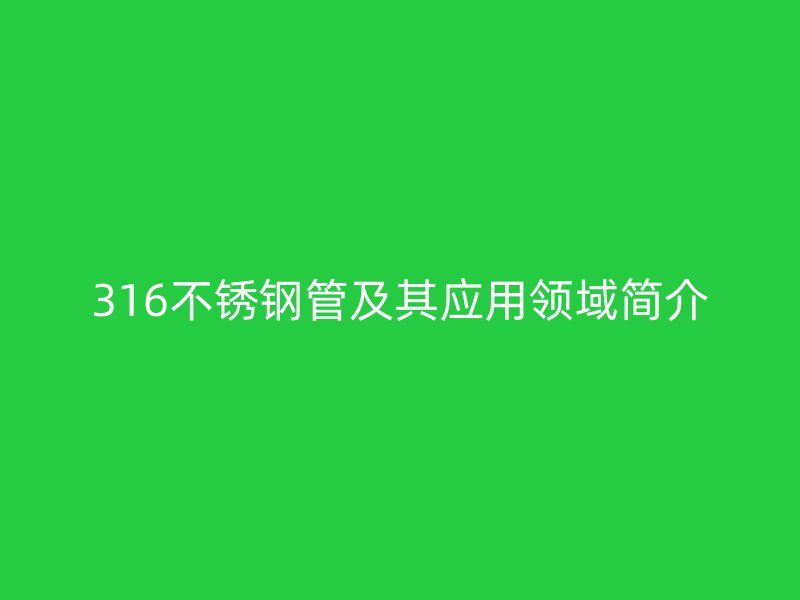 316不锈钢管及其应用领域简介