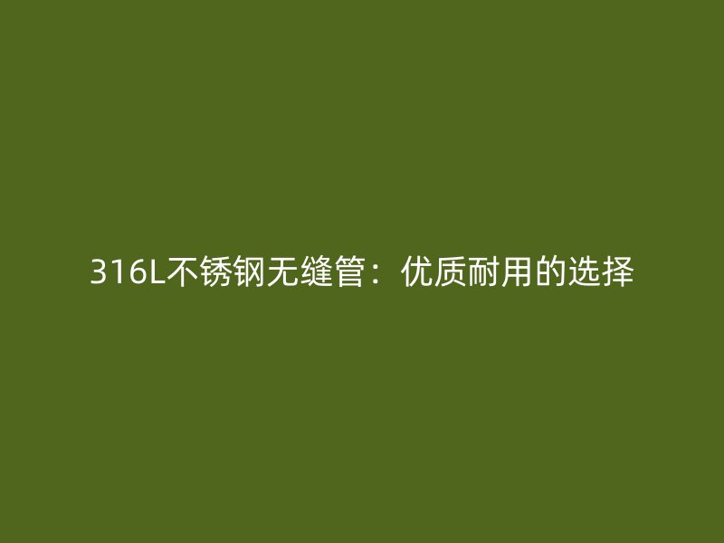 316L不锈钢无缝管：优质耐用的选择
