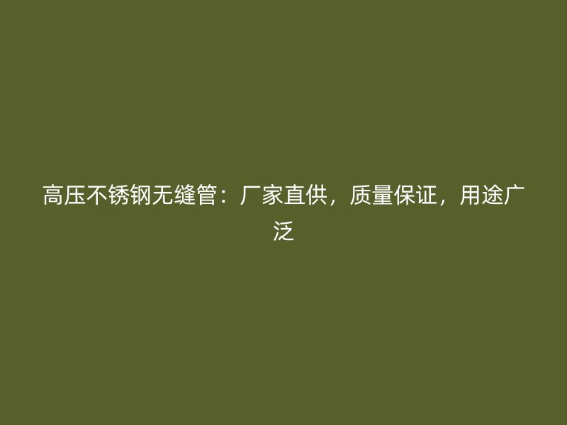 高压不锈钢无缝管：厂家直供，质量保证，用途广泛
