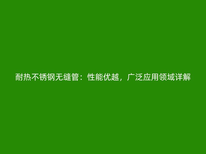 耐热不锈钢无缝管：性能优越，广泛应用领域详解