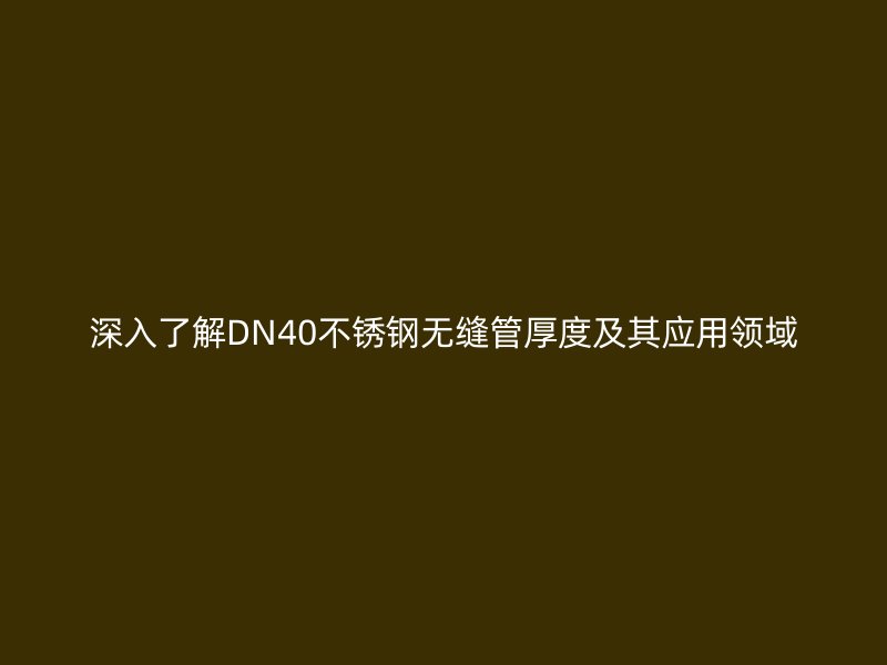 深入了解DN40不锈钢无缝管厚度及其应用领域