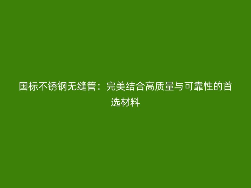 国标不锈钢无缝管：完美结合高质量与可靠性的首选材料