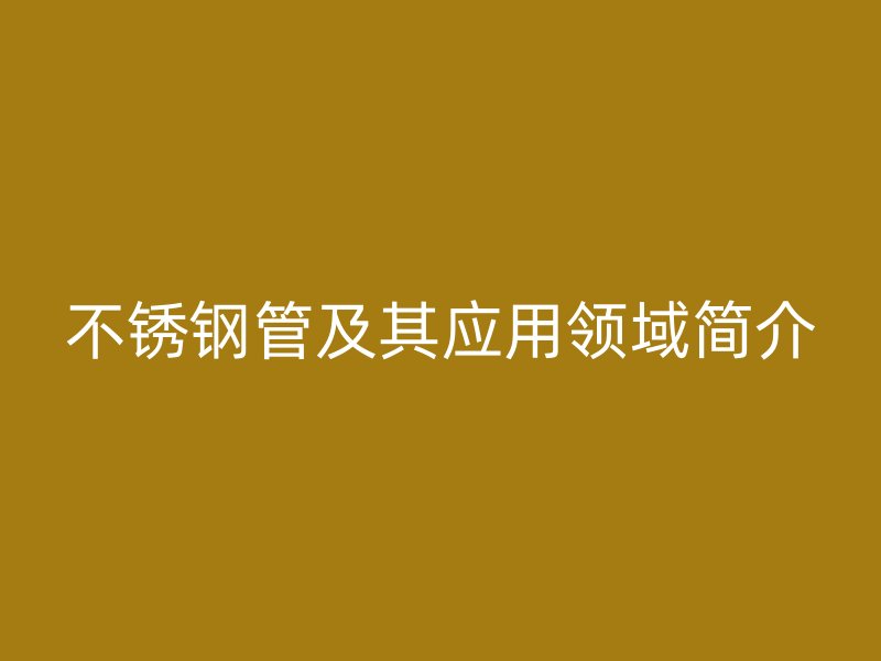 不锈钢管及其应用领域简介