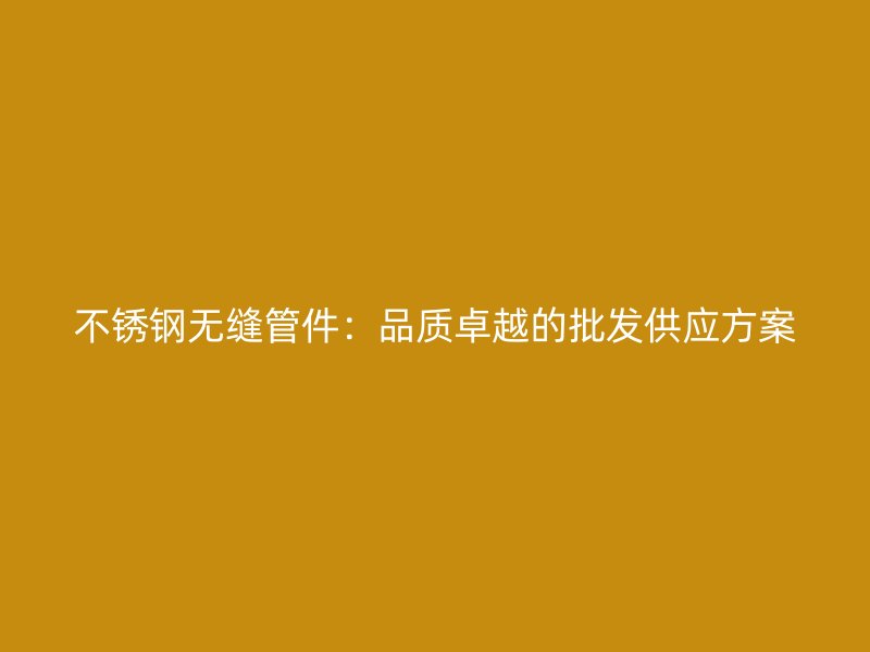 不锈钢无缝管件：品质卓越的批发供应方案