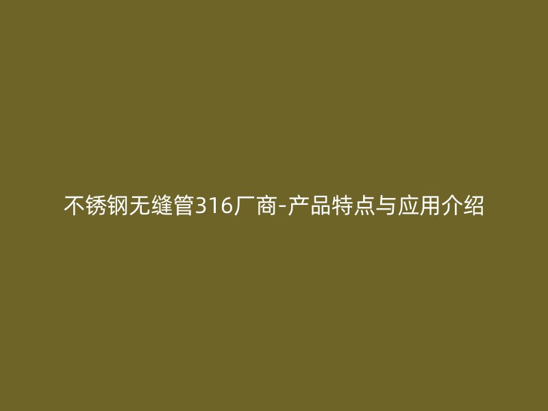 不锈钢无缝管316厂商-产品特点与应用介绍