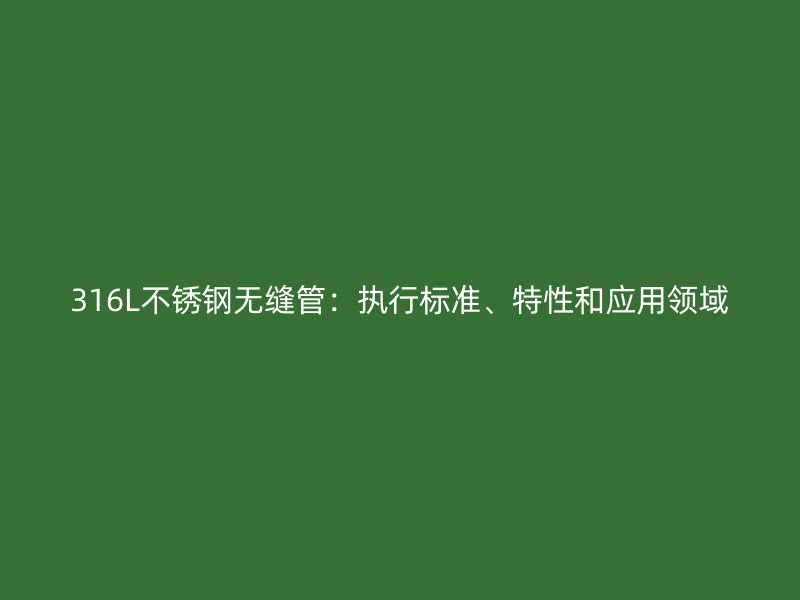 316L不锈钢无缝管：执行标准、特性和应用领域