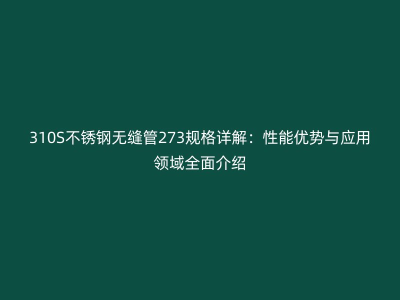 310S不锈钢无缝管273规格详解：性能优势与应用领域全面介绍
