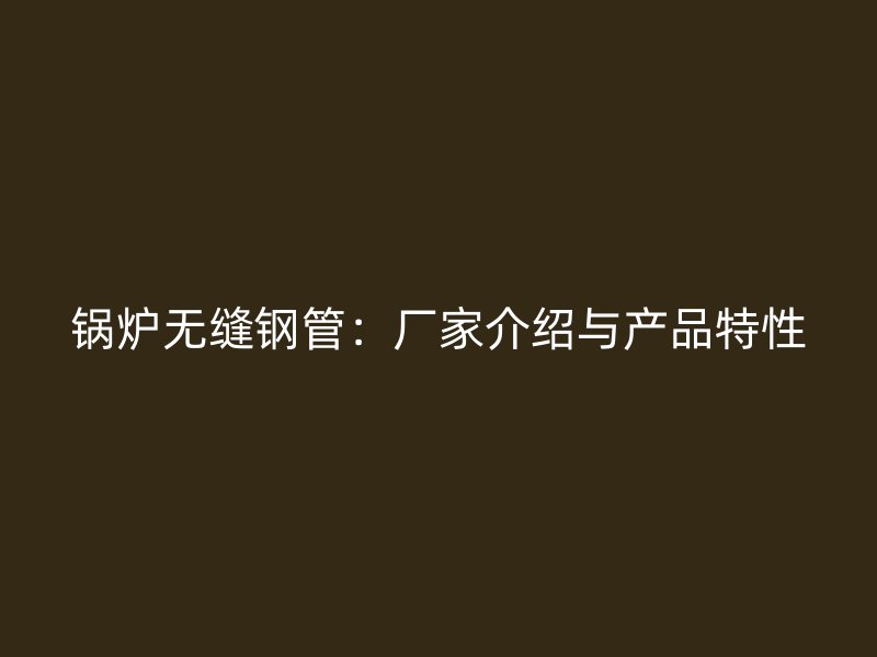 锅炉无缝钢管：厂家介绍与产品特性