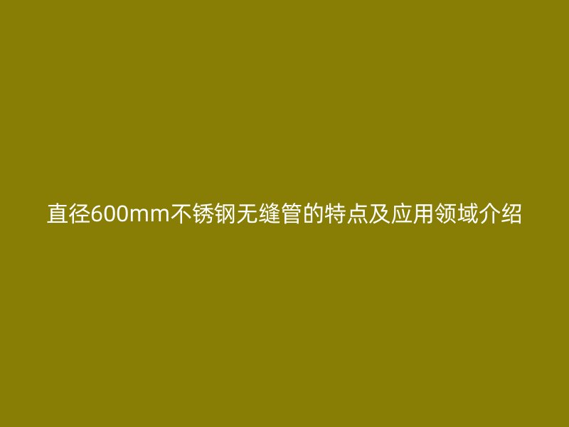 直径600mm不锈钢无缝管的特点及应用领域介绍