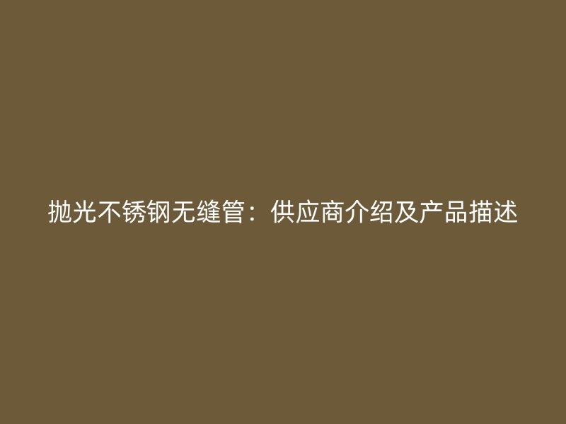 抛光不锈钢无缝管：供应商介绍及产品描述