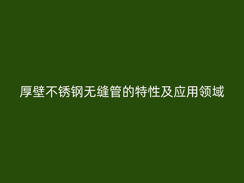 厚壁不锈钢无缝管的特性及应用领域