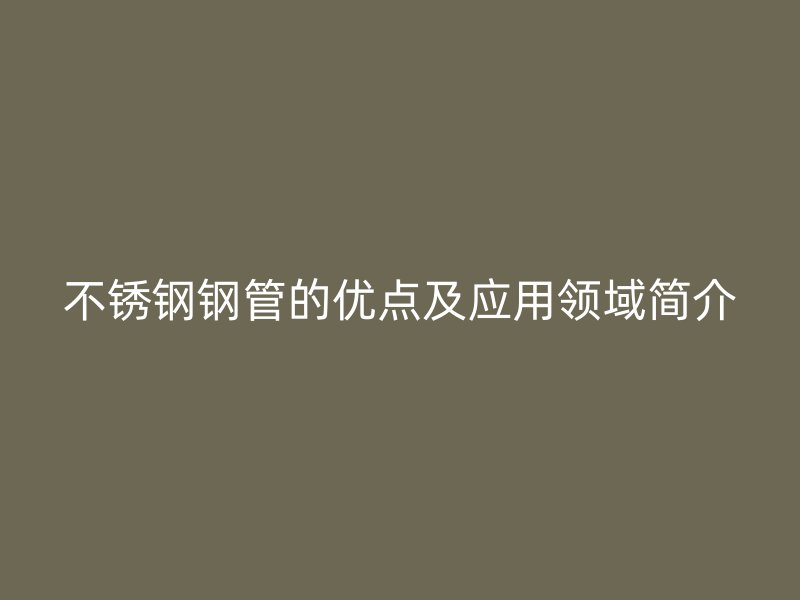 不锈钢钢管的优点及应用领域简介