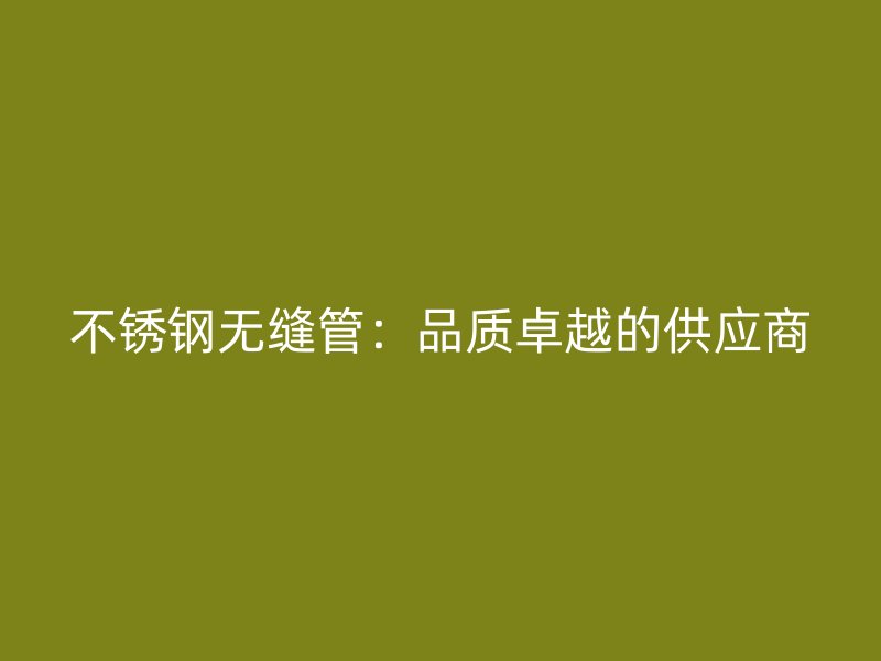 不锈钢无缝管：品质卓越的供应商