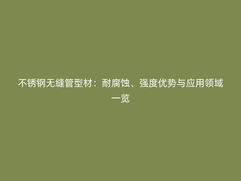 不锈钢无缝管型材：耐腐蚀、强度优势与应用领域一览