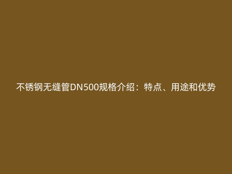 不锈钢无缝管DN500规格介绍：特点、用途和优势
