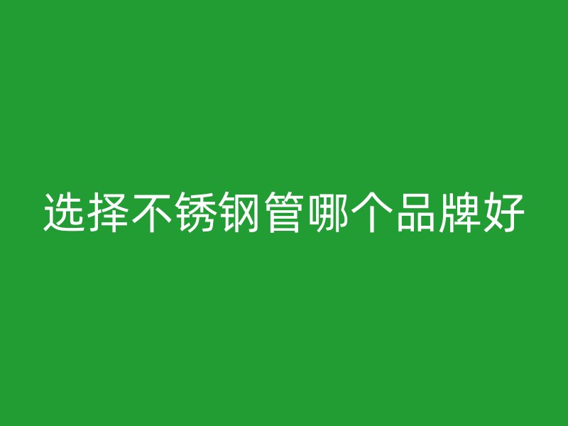 选择不锈钢管哪个品牌好