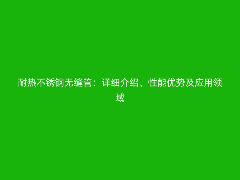 耐热不锈钢无缝管：详细介绍、性能优势及应用领域