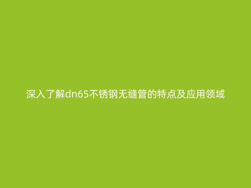 深入了解dn65不锈钢无缝管的特点及应用领域