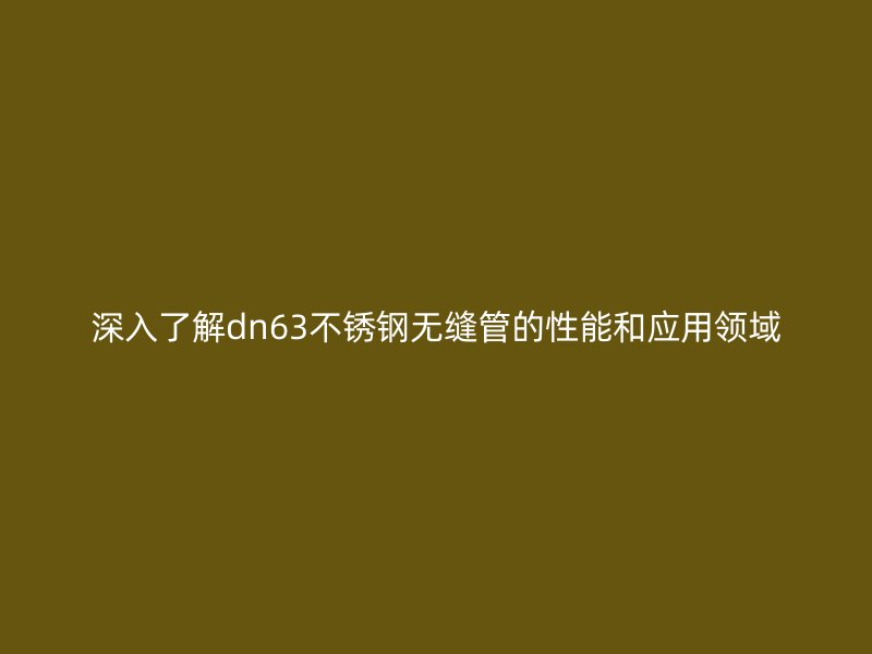 深入了解dn63不锈钢无缝管的性能和应用领域