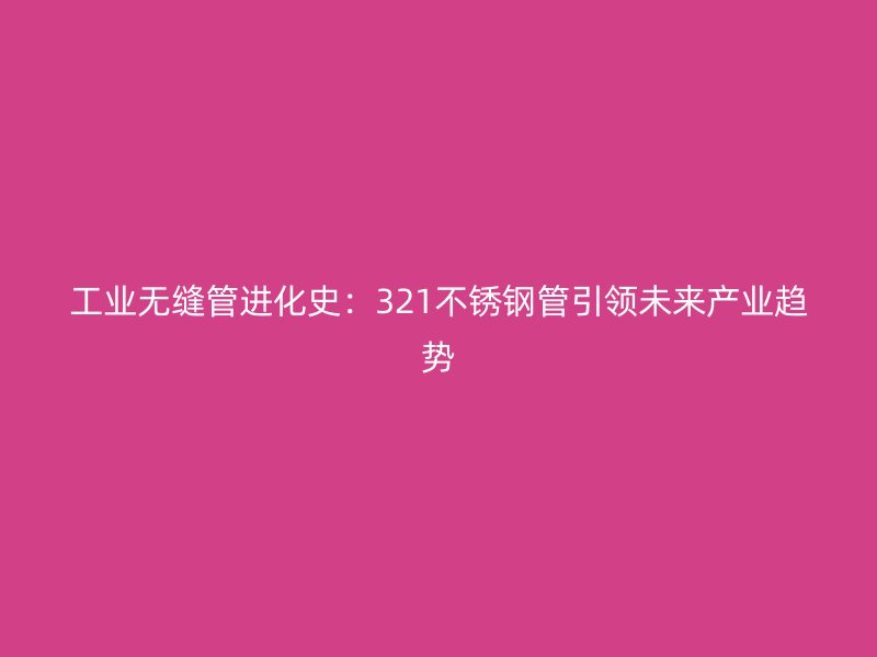 工业无缝管进化史：321不锈钢管引领未来产业趋势