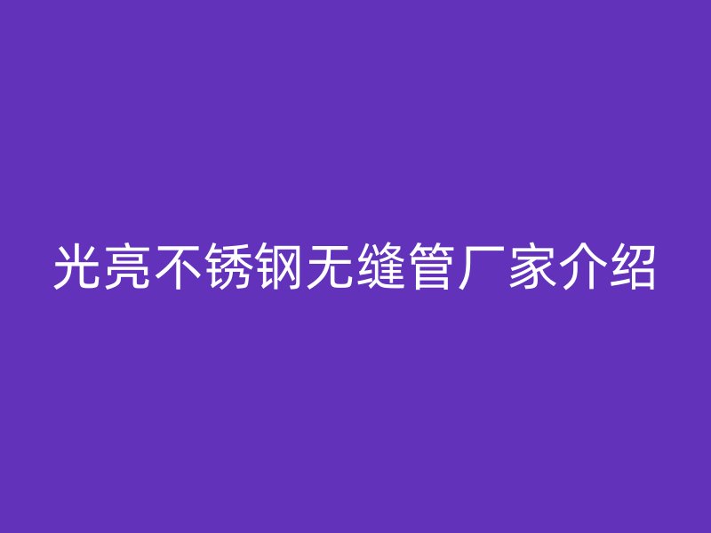 光亮不锈钢无缝管厂家介绍