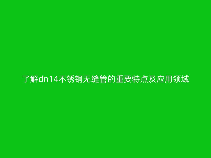 了解dn14不锈钢无缝管的重要特点及应用领域