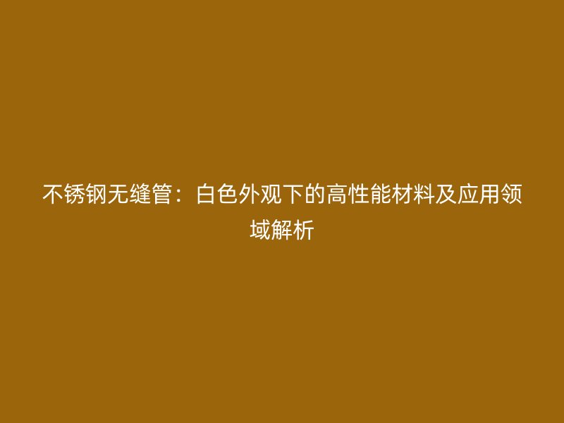 不锈钢无缝管：白色外观下的高性能材料及应用领域解析