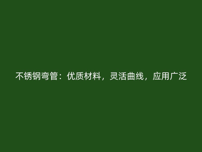不锈钢弯管：优质材料，灵活曲线，应用广泛