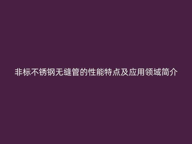 非标不锈钢无缝管的性能特点及应用领域简介