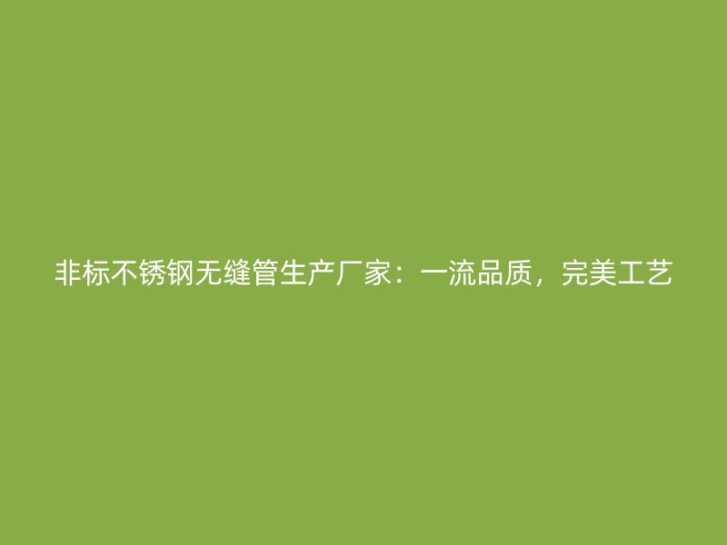 非标不锈钢无缝管生产厂家：一流品质，完美工艺