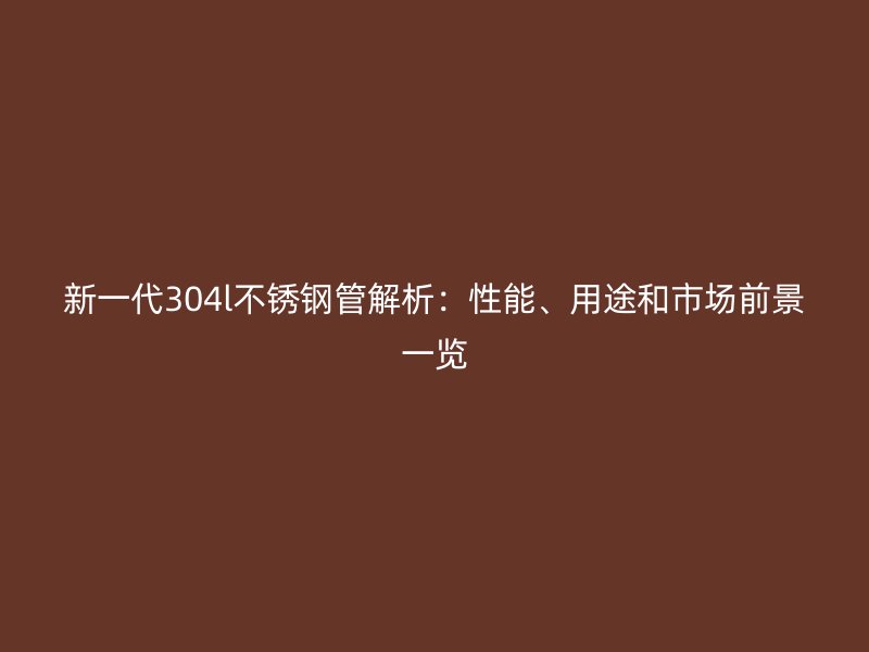 新一代304l不锈钢管解析：性能、用途和市场前景一览