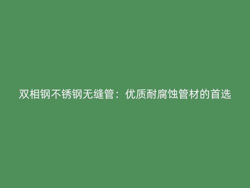 双相钢不锈钢无缝管：优质耐腐蚀管材的首选
