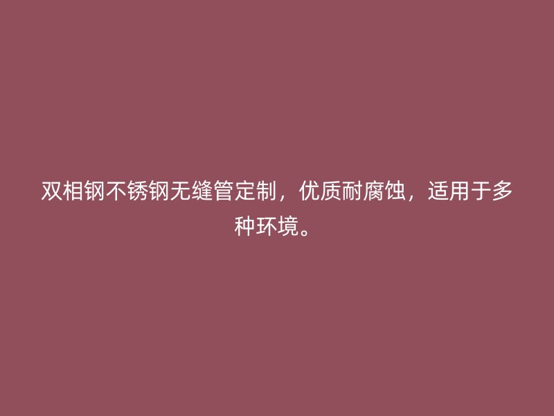 双相钢不锈钢无缝管定制，优质耐腐蚀，适用于多种环境。