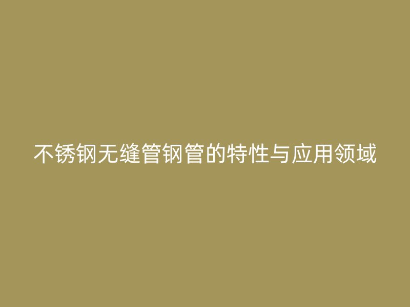 不锈钢无缝管钢管的特性与应用领域