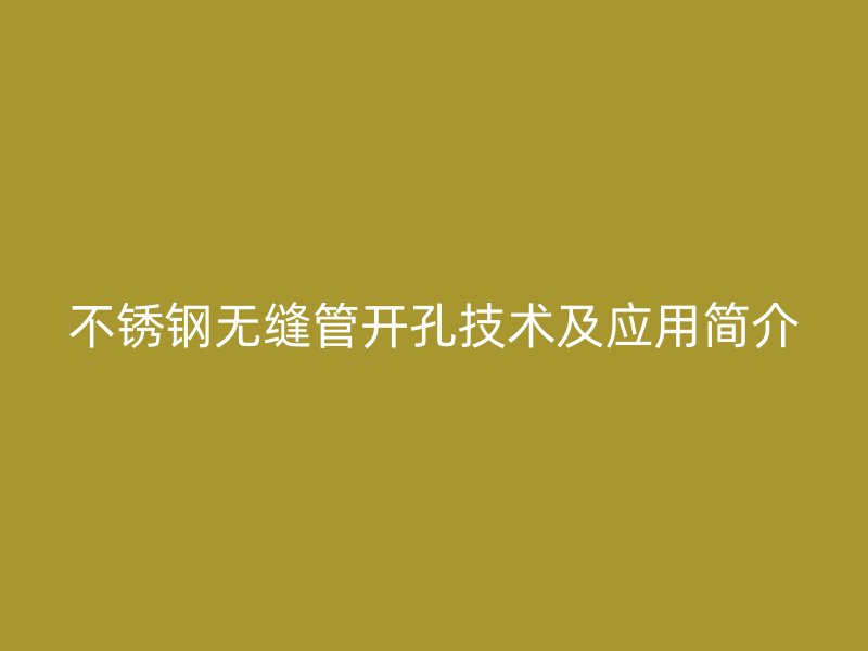不锈钢无缝管开孔技术及应用简介