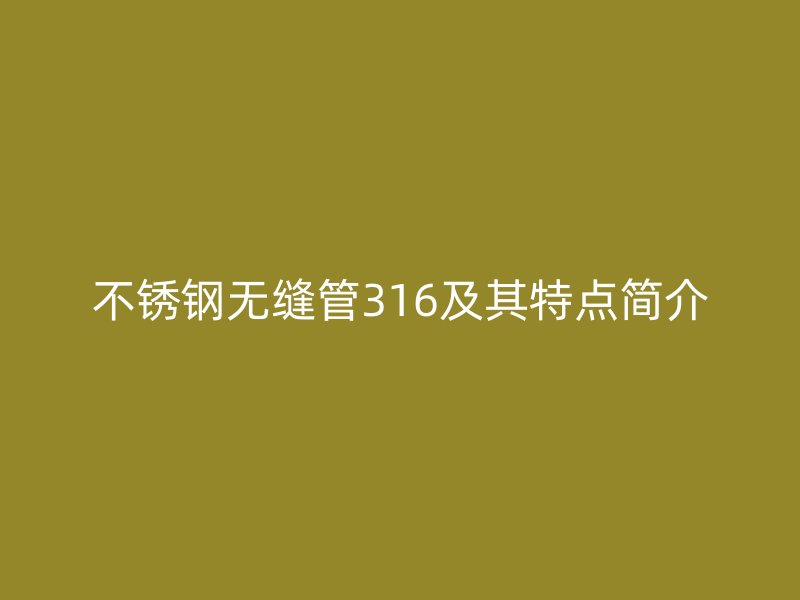 不锈钢无缝管316及其特点简介