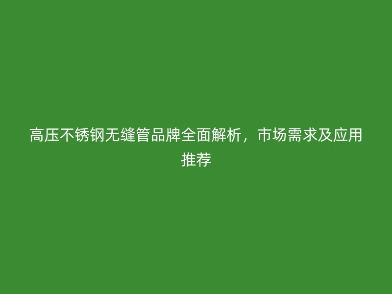 高压不锈钢无缝管品牌全面解析，市场需求及应用推荐