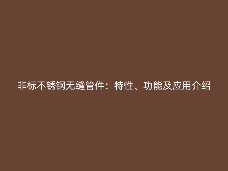 非标不锈钢无缝管件：特性、功能及应用介绍